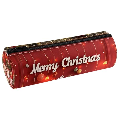 EJFICAHG Stiftetasche Fröhliche Weihnachten Niedliche Rote Hintergrund Federmäppchen Schreibwarenetui Stifteetui Kosmetiktasche Kosmetiktasche Kosmetiktasche von EJFICAHG