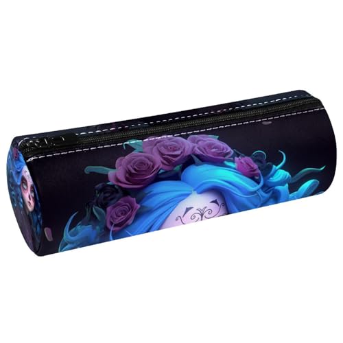 EJFICAHG Stiftetasche Gothic Style Mädchen Mit Blumen Federmäppchen Schreibwarenetui Stifteetui Kosmetiktasche Kosmetiktasche Kosmetiktasche von EJFICAHG