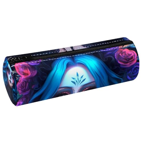 EJFICAHG Stiftetasche Gothic Style Mädchen Mit Blumen Federmäppchen Schreibwarenetui Stifteetui Kosmetiktasche Kosmetiktasche Kosmetiktasche von EJFICAHG