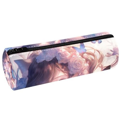 EJFICAHG Stiftetasche Japan Style Girl Mit Katze Und Schmetterlingen Federmäppchen Schreibwarenetui Stifteetui Kosmetiktasche Kosmetiktasche Kosmetiktasche von EJFICAHG