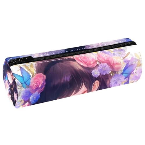 EJFICAHG Stiftetasche Japan Style Girl Mit Katze Und Schmetterlingen Federmäppchen Schreibwarenetui Stifteetui Kosmetiktasche Kosmetiktasche Kosmetiktasche von EJFICAHG