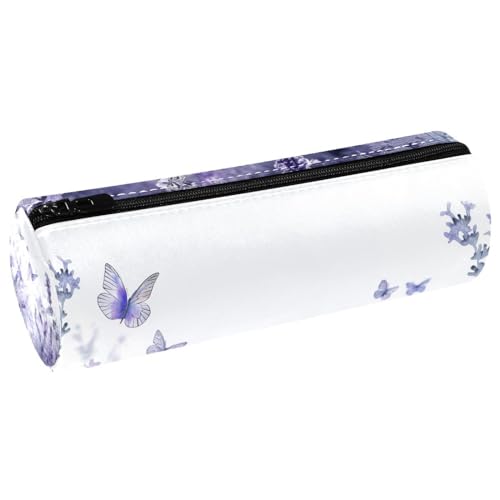 EJFICAHG Stiftetasche Lavendelblüten Und Schmetterlinge Lila Federmäppchen Schreibwarenetui Stifteetui Kosmetiktasche Kosmetiktasche Kosmetiktasche von EJFICAHG