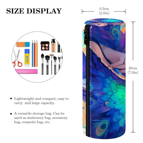 EJFICAHG Stiftetasche Mädchen Pfauenfedern Tuch Federmäppchen Schreibwarenetui Stifteetui Kosmetiktasche Kosmetiktasche Kosmetiktasche von EJFICAHG