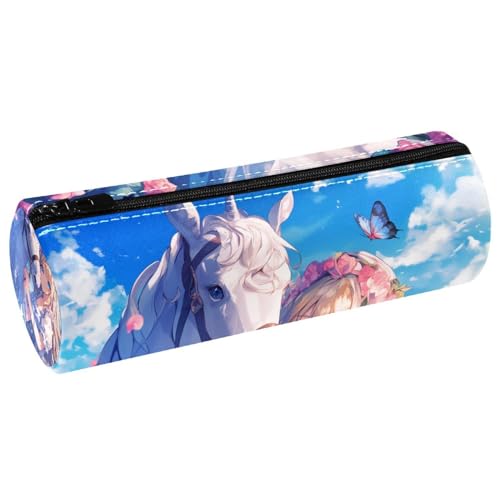 EJFICAHG Stiftetasche Mädchen Und Weißes Schmetterling Blumen Federmäppchen Schreibwarenetui Stifteetui Kosmetiktasche Kosmetiktasche Kosmetiktasche von EJFICAHG