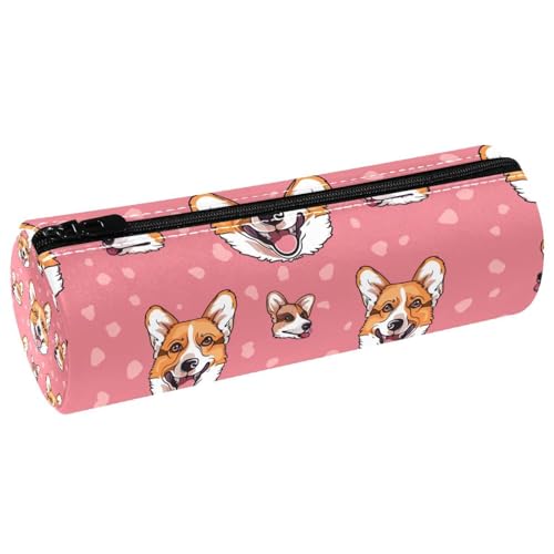EJFICAHG Stiftetasche Niedliche Corgi Hunde Rosa Hintergrund Federmäppchen Schreibwarenetui Stifteetui Kosmetiktasche Kosmetiktasche Kosmetiktasche von EJFICAHG