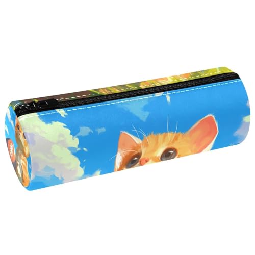 EJFICAHG Stiftetasche Niedliche Orange Katze Sport Fußball Federmäppchen Schreibwarenetui Stifteetui Kosmetiktasche Kosmetiktasche Kosmetiktasche von EJFICAHG