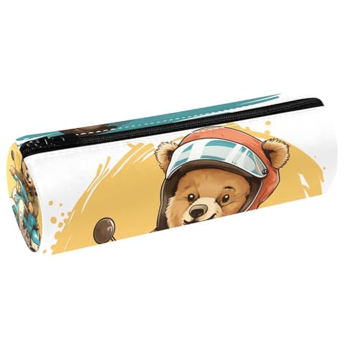 EJFICAHG Stiftetasche Niedlicher Bär Reitet Elektromobil Federmäppchen Schreibwarenetui Stifteetui Kosmetiktasche Kosmetiktasche Kosmetiktasche von EJFICAHG