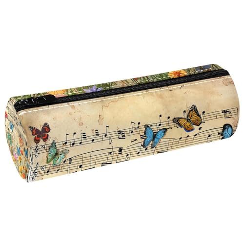 EJFICAHG Stiftetasche Notenblatt Für Musiknoten Schmetterlinge Blumen Federmäppchen Schreibwarenetui Stifteetui Kosmetiktasche Kosmetiktasche Kosmetiktasche von EJFICAHG