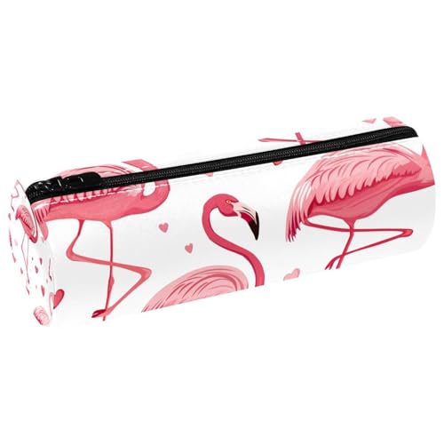 EJFICAHG Stiftetasche Rosa Flamingo-Vogel-Hörner-Muster Federmäppchen Schreibwarenetui Stifteetui Kosmetiktasche Kosmetiktasche Kosmetiktasche von EJFICAHG