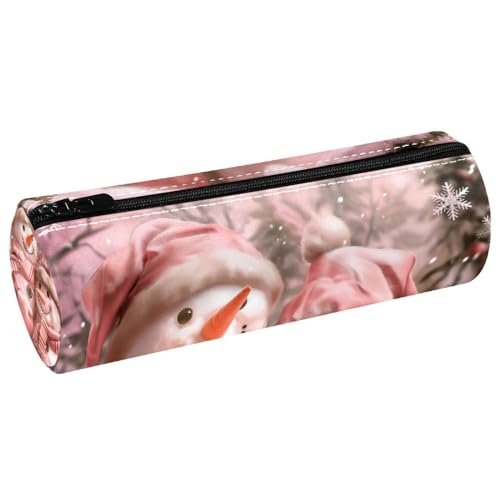 EJFICAHG Stiftetasche Rosa Weihnachten Schneemänner Federmäppchen Schreibwarenetui Stifteetui Kosmetiktasche Kosmetiktasche Kosmetiktasche von EJFICAHG