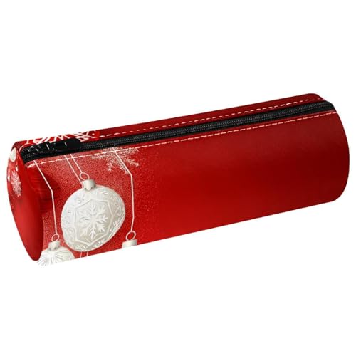 EJFICAHG Stiftetasche Rote Weihnachten Schneeflocken Und Kugeln Federmäppchen Schreibwarenetui Stifteetui Kosmetiktasche Kosmetiktasche Kosmetiktasche von EJFICAHG