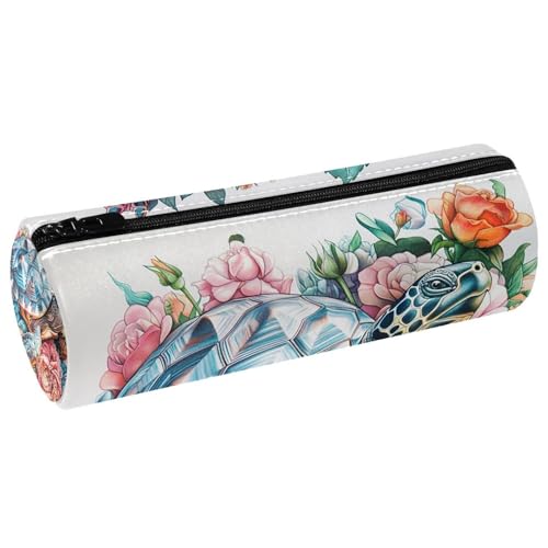 EJFICAHG Stiftetasche Schildkröte Mit Rosenblüte Federmäppchen Schreibwarenetui Stifteetui Kosmetiktasche Kosmetiktasche Kosmetiktasche von EJFICAHG
