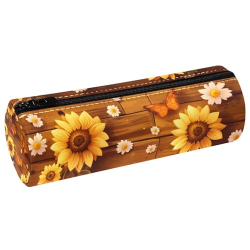 EJFICAHG Stiftetasche Sonnenblumen Mit Schmetterlingen Federmäppchen Schreibwarenetui Stifteetui Kosmetiktasche Kosmetiktasche Kosmetiktasche von EJFICAHG