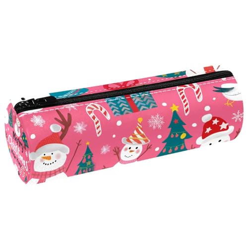 EJFICAHG Stiftetasche Süßer Schneemann Frohe Weihnachten Rosa Federmäppchen Schreibwarenetui Stifteetui Kosmetiktasche Kosmetiktasche Kosmetiktasche von EJFICAHG