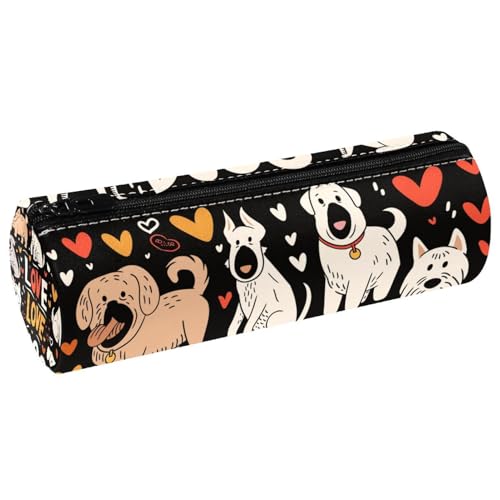 EJFICAHG Stiftetasche Tierliebe Hunde Herzen Muster Federmäppchen Schreibwarenetui Stifteetui Kosmetiktasche Kosmetiktasche Kosmetiktasche von EJFICAHG
