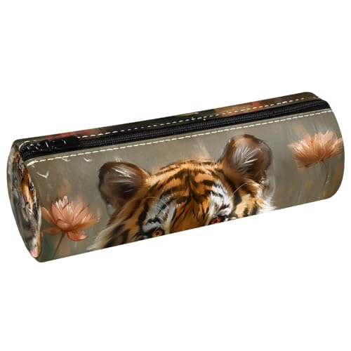 EJFICAHG Stiftetasche Tiger-Lotusblumen-Gemälde Federmäppchen Schreibwarenetui Stifteetui Kosmetiktasche Kosmetiktasche Kosmetiktasche von EJFICAHG