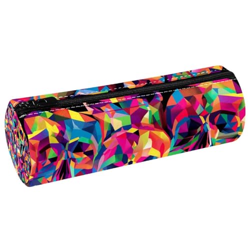 EJFICAHG Stiftetasche Totenköpfe Bunte Muster Federmäppchen Schreibwarenetui Stifteetui Kosmetiktasche Kosmetiktasche Kosmetiktasche von EJFICAHG