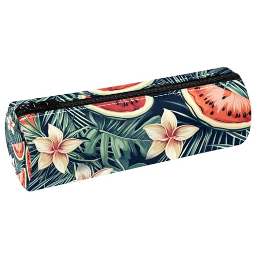 EJFICAHG Stiftetasche Wassermelonen Tropische Palmblätter Blumen Federmäppchen Schreibwarenetui Stifteetui Kosmetiktasche Kosmetiktasche Kosmetiktasche von EJFICAHG