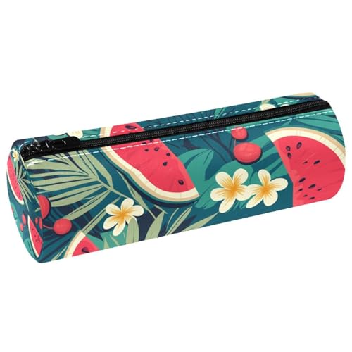 EJFICAHG Stiftetasche Wassermelonen Tropische Palmblätter Federmäppchen Schreibwarenetui Stifteetui Kosmetiktasche Kosmetiktasche Kosmetiktasche von EJFICAHG