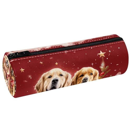 EJFICAHG Stiftetasche Weihnachten Golden Retriever Hunde Federmäppchen Schreibwarenetui Stifteetui Kosmetiktasche Kosmetiktasche Kosmetiktasche von EJFICAHG