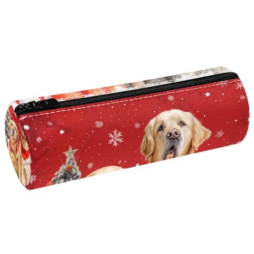 EJFICAHG Stiftetasche Weihnachten Golden Retriever Hunde Federmäppchen Schreibwarenetui Stifteetui Kosmetiktasche Kosmetiktasche Kosmetiktasche von EJFICAHG