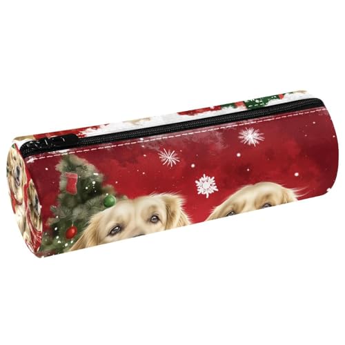 EJFICAHG Stiftetasche Weihnachten Golden Retriever Hunde Federmäppchen Schreibwarenetui Stifteetui Kosmetiktasche Kosmetiktasche Kosmetiktasche von EJFICAHG