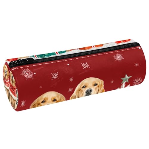 EJFICAHG Stiftetasche Weihnachten Golden Retriever Hunde Federmäppchen Schreibwarenetui Stifteetui Kosmetiktasche Kosmetiktasche Kosmetiktasche von EJFICAHG