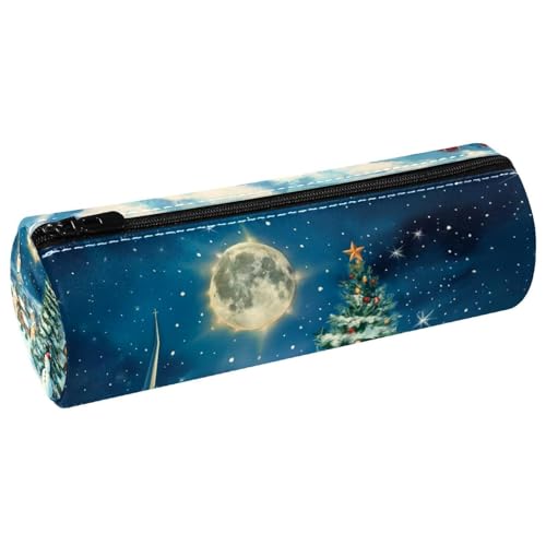 EJFICAHG Stiftetasche Weihnachten Nacht Niedlichen Schneemann Mond Federmäppchen Schreibwarenetui Stifteetui Kosmetiktasche Kosmetiktasche Kosmetiktasche von EJFICAHG