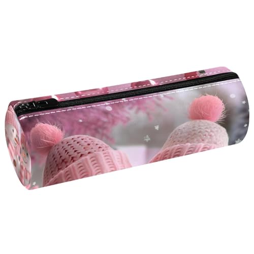 EJFICAHG Stiftetasche Weihnachten Niedlicher Schneemann Rosa Federmäppchen Schreibwarenetui Stifteetui Kosmetiktasche Kosmetiktasche Kosmetiktasche von EJFICAHG