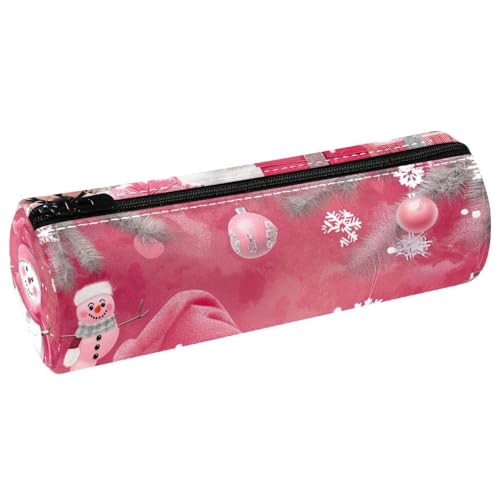 EJFICAHG Stiftetasche Weihnachten Niedlicher Schneemann Rosa Federmäppchen Schreibwarenetui Stifteetui Kosmetiktasche Kosmetiktasche Kosmetiktasche von EJFICAHG