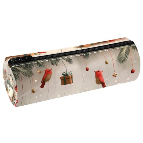 EJFICAHG Stiftetasche Weihnachten Niedlicher Schneemann Und Vogel Federmäppchen Schreibwarenetui Stifteetui Kosmetiktasche Kosmetiktasche Kosmetiktasche von EJFICAHG