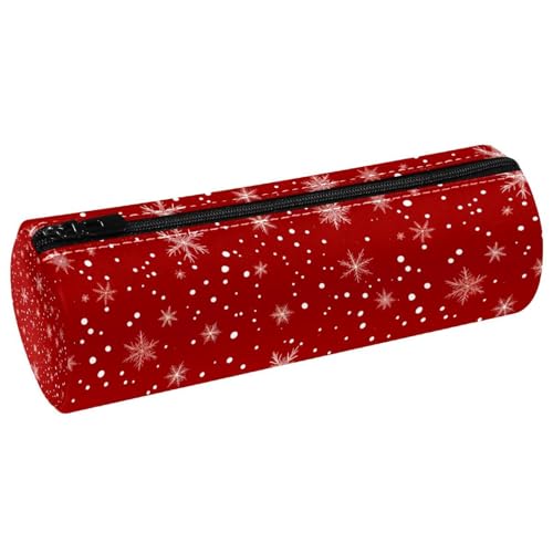 EJFICAHG Stiftetasche Weihnachten Rot Hintergrund Schneeflocken Muster Federmäppchen Schreibwarenetui Stifteetui Kosmetiktasche Kosmetiktasche Kosmetiktasche von EJFICAHG