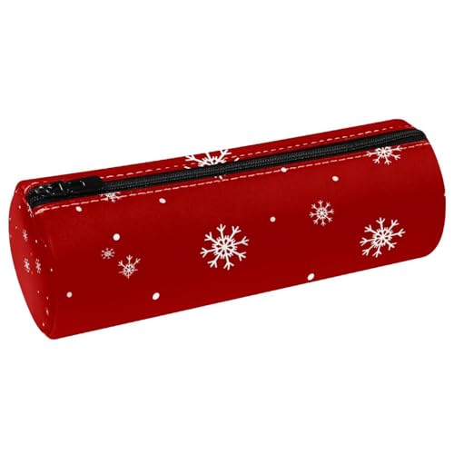 EJFICAHG Stiftetasche Weihnachten Rot Hintergrund Schneeflocken Muster Federmäppchen Schreibwarenetui Stifteetui Kosmetiktasche Kosmetiktasche Kosmetiktasche von EJFICAHG