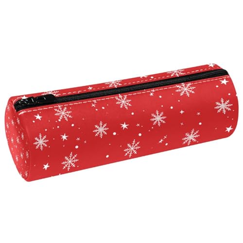 EJFICAHG Stiftetasche Weihnachten Rot Hintergrund Schneeflocken Muster Federmäppchen Schreibwarenetui Stifteetui Kosmetiktasche Kosmetiktasche Kosmetiktasche von EJFICAHG
