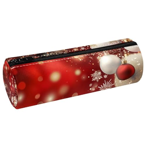 EJFICAHG Stiftetasche Weihnachten Rote Kugeln Hintergrund Federmäppchen Schreibwarenetui Stifteetui Kosmetiktasche Kosmetiktasche Kosmetiktasche von EJFICAHG