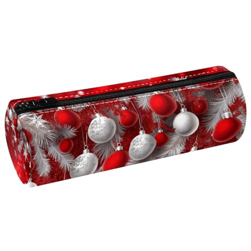 EJFICAHG Stiftetasche Weihnachten Rote Kugeln Hintergrund Federmäppchen Schreibwarenetui Stifteetui Kosmetiktasche Kosmetiktasche Kosmetiktasche von EJFICAHG