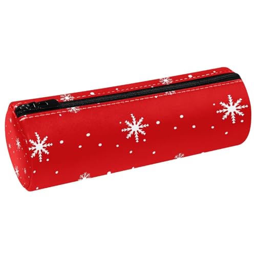 EJFICAHG Stiftetasche Weihnachten Roter Hintergrund Schneeflocken Muster Federmäppchen Schreibwarenetui Stifteetui Kosmetiktasche Kosmetiktasche Kosmetiktasche von EJFICAHG