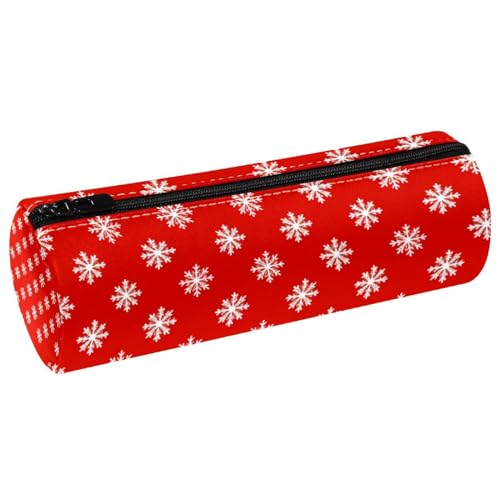 EJFICAHG Stiftetasche Weihnachten Roter Hintergrund Schneeflocken Muster Federmäppchen Schreibwarenetui Stifteetui Kosmetiktasche Kosmetiktasche Kosmetiktasche von EJFICAHG