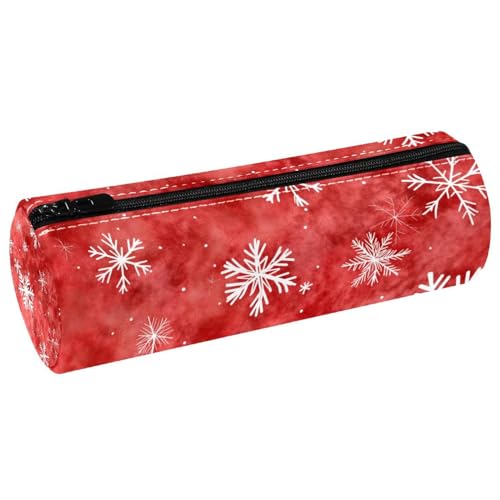 EJFICAHG Stiftetasche Weihnachten Roter Hintergrund Schneeflocken Muster Federmäppchen Schreibwarenetui Stifteetui Kosmetiktasche Kosmetiktasche Kosmetiktasche von EJFICAHG
