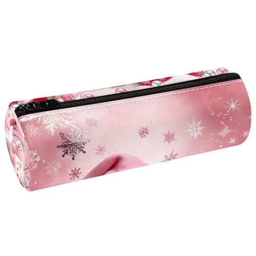 EJFICAHG Stiftetasche Weihnachten Süßer Schneemann Rosa Federmäppchen Schreibwarenetui Stifteetui Kosmetiktasche Kosmetiktasche Kosmetiktasche von EJFICAHG