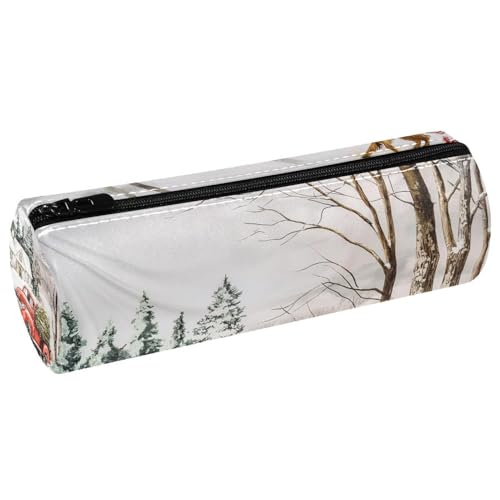 EJFICAHG Stiftetasche Winter Truck Hund Landschaft Weihnachten Federmäppchen Schreibwarenetui Stifteetui Kosmetiktasche Kosmetiktasche Kosmetiktasche von EJFICAHG