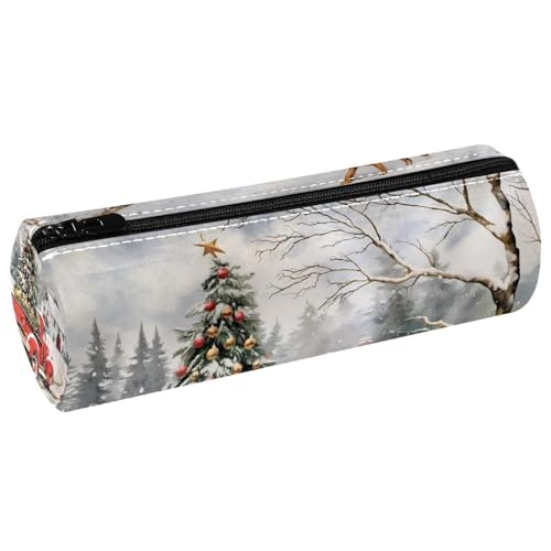 EJFICAHG Stiftetasche Wintertruck Hund Landschaft Weihnachten Federmäppchen Schreibwarenetui Stifteetui Kosmetiktasche Kosmetiktasche Kosmetiktasche von EJFICAHG