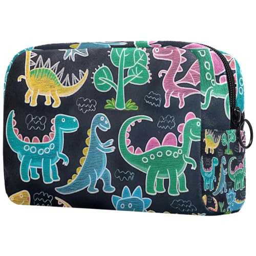 Kosmetiktaschen Für Frauen Bunte Dinosaurier Schminkkoffer Reisetasche Kosmetiktasche Organizer von EJFICAHG