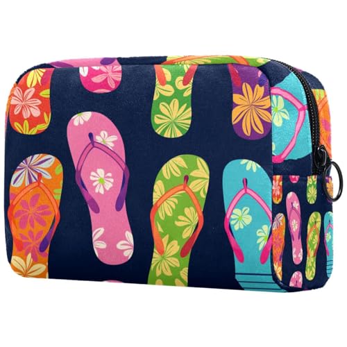 Kosmetiktaschen Für Frauen Bunte Flip Flops Muster Schminkkoffer Reisetasche Kosmetiktasche Organizer von EJFICAHG