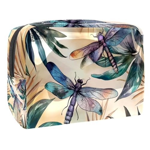 Kosmetiktaschen Für Frauen Bunte Libellen Muster Schminkkoffer Reisetasche Kosmetiktasche Organizer 18.5x7.5x13cm von EJFICAHG