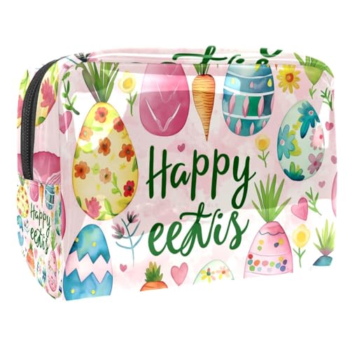 Kosmetiktaschen Für Frauen Bunte Ostereier Frohe Ostern Schminkkoffer Reisetasche Kosmetiktasche Organizer 18.5x7.5x13cm von EJFICAHG