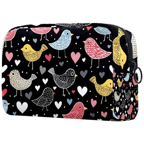 Kosmetiktaschen Für Frauen Bunte Vögel Muster Schminkkoffer Reisetasche Kosmetiktasche Organizer von EJFICAHG