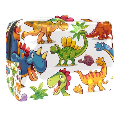 Kosmetiktaschen Für Frauen Cartoon Dinosaurier Schminkkoffer Reisetasche Kosmetiktasche Organizer 18.5x7.5x13cm von EJFICAHG