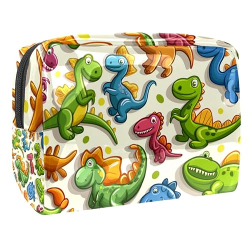 Kosmetiktaschen Für Frauen Cartoon Dinosaurier Schminkkoffer Reisetasche Kosmetiktasche Organizer 18.5x7.5x13cm von EJFICAHG