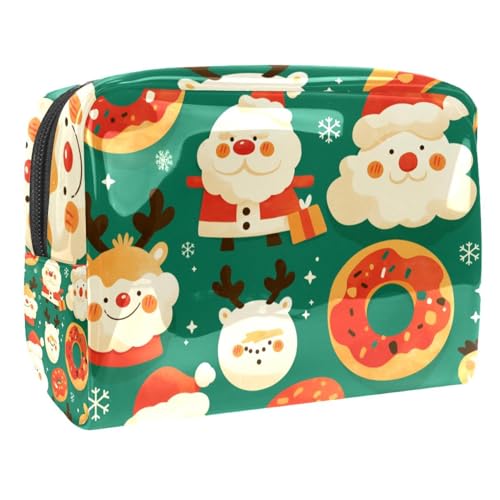 Kosmetiktaschen Für Frauen Christmas Santa Claus Pattern Schminkkoffer Reisetasche Kosmetiktasche Organizer 18.5x7.5x13cm von EJFICAHG